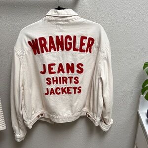 Wrangler Off-White Denim Jacket with Red Accents